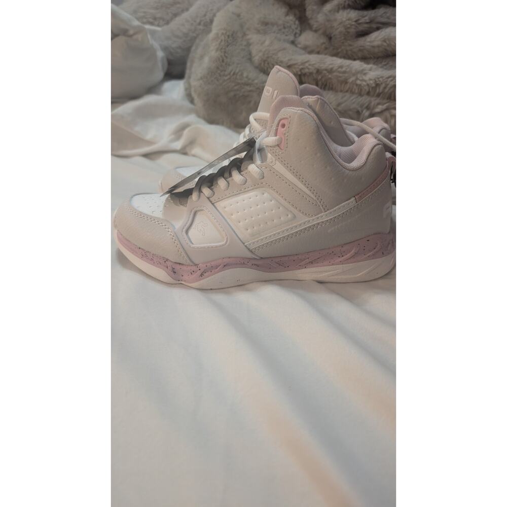 AND1 Unisex Kids High Top Athletic Shoes White Pink Size 3 - Picture 4 of 4